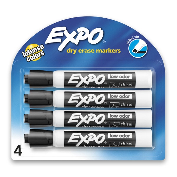 Expo Dry Erase Marker Black 4 Count